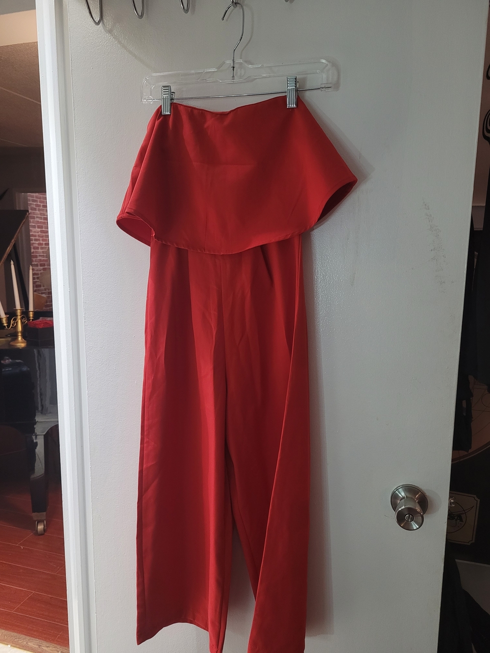 Michael Kors Red Strapless Wide-Leg Jumpsuit